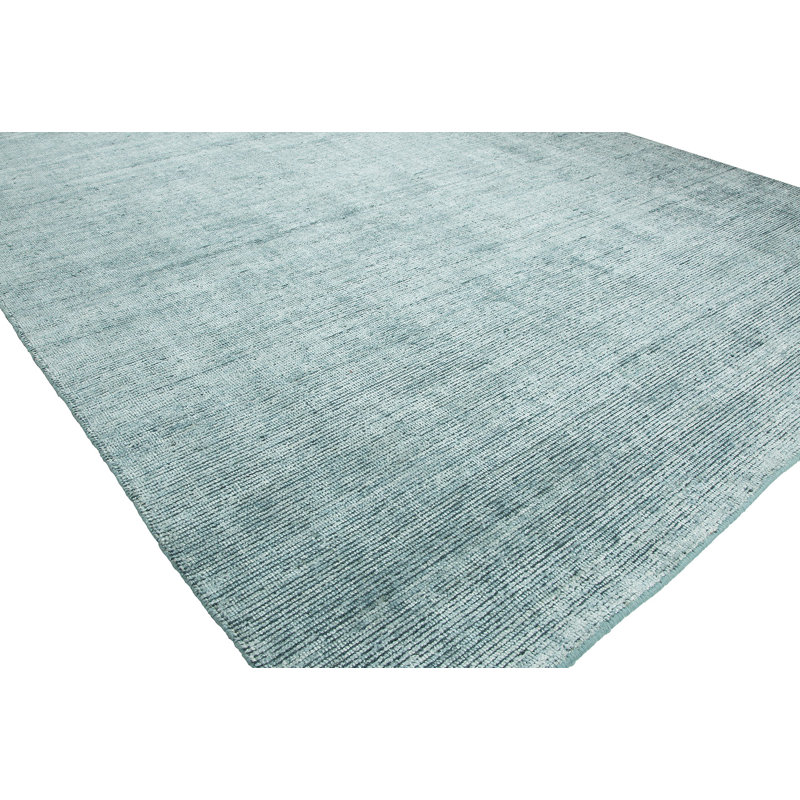 Tapis bleu en laine tissé à plat à la main ZanowitZ, Rectangle 12 pi x 15 pi