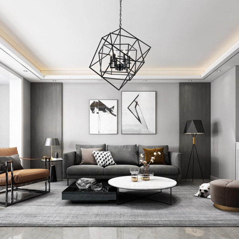 Lustre géométrique à 6 lumières Juillac, Noir