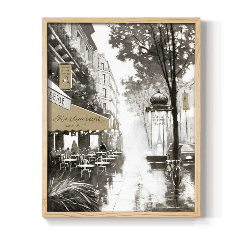 «Stroll Through Paris II», reproduction encadrée - bois massif, Naturel, H 11 po x l 9 po