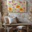 Reproduction d'art sur toile, "Composition florale" mettant en vedette des fleurs délicates roses et oranges, entrelacées avec un feuillage vert-3957985