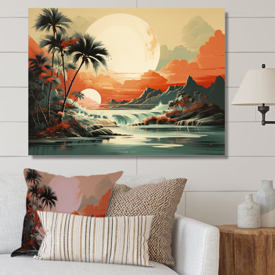 Art déco, rêves tropicaux au coucher du soleil I - Paysage abstrait