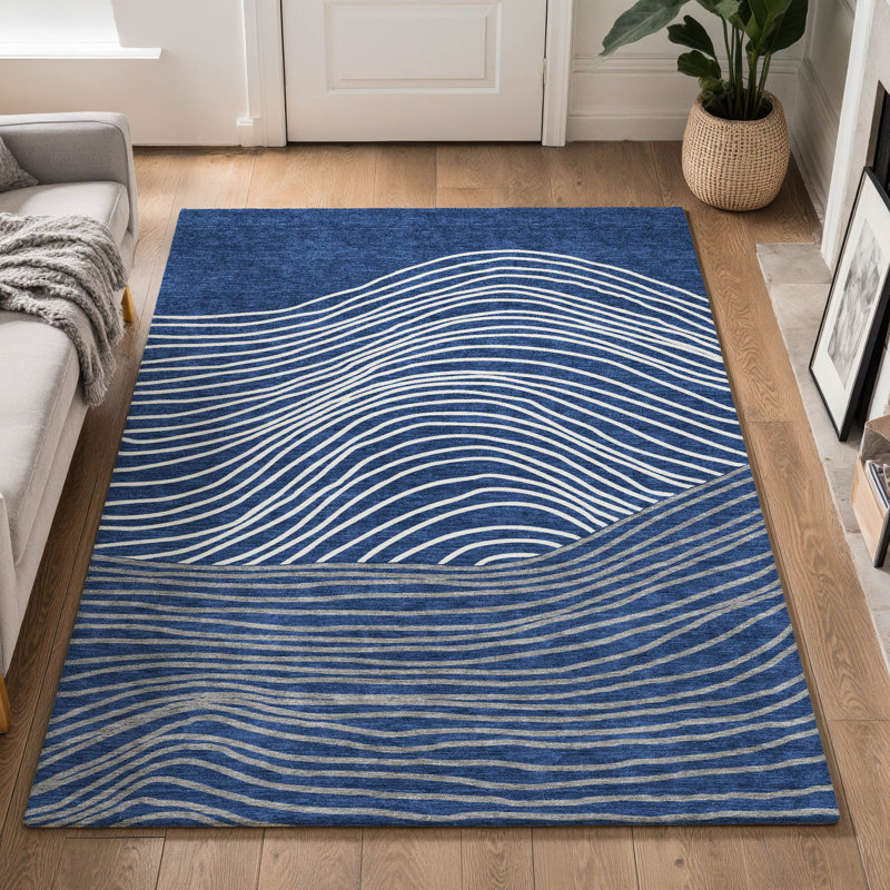 Tapis de qualité supérieure lavable à la machine Mayfield AMF2350, Marine, 5 pi x 7 pi 6 po
