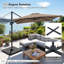 Parasol de patio en porte-à-faux 11 x 9 pi avec rotation à 360 ° et inclinaison facile 8 nervures - brun clair-1284784790