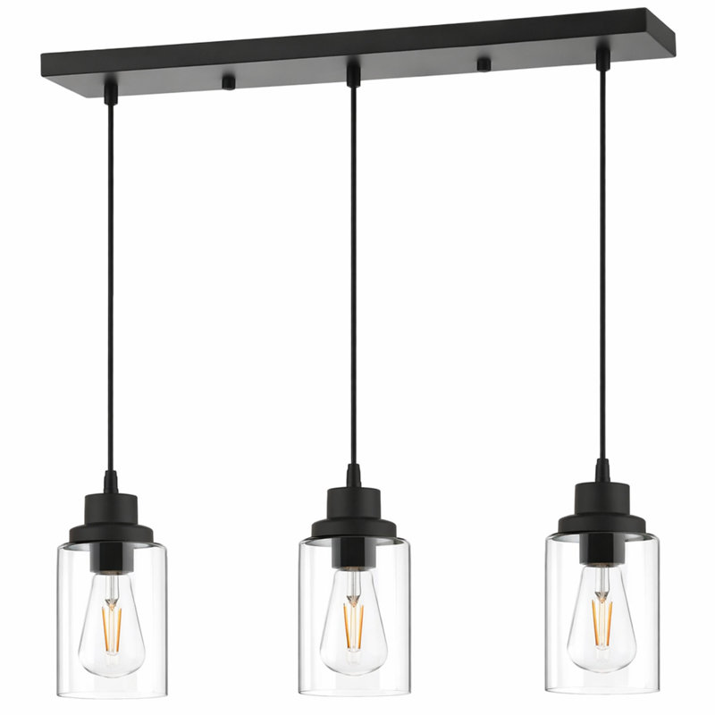 Luminaire suspendu de cuisine à 3 lumières de style lustre linéaire à 3 lumières