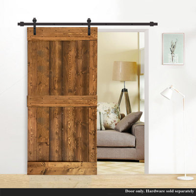 84'' Solid Wood Paneled Painted without Installation Hardware Kit Barn Door
