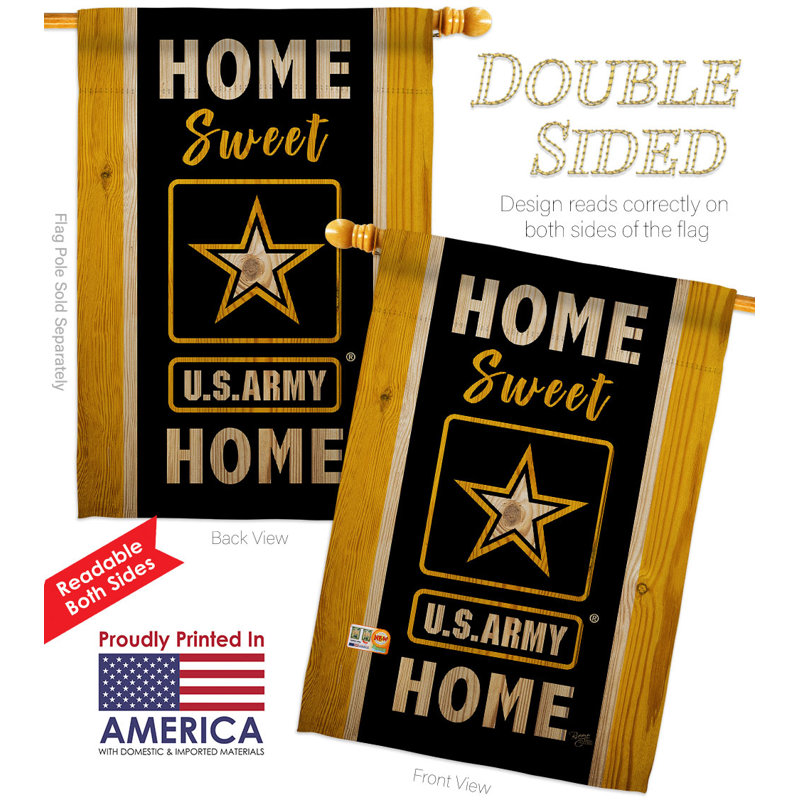 Drapeau de maison en polyester 40 po x 28 po Home Sweet US Army
