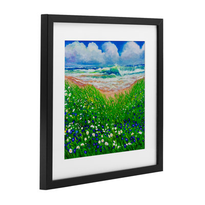 «Summer Wind Beach Flowers», reproduction sous verre encadrée, conception par Lee Ann Zirbes