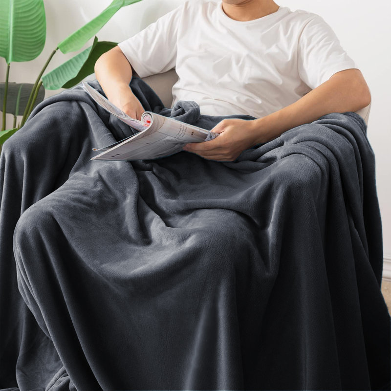 Makilah Sherpa Fleece Fur Blanket for Bed, Sofa Throw Soft all seasons , 150cm H x 130cm W, Grey