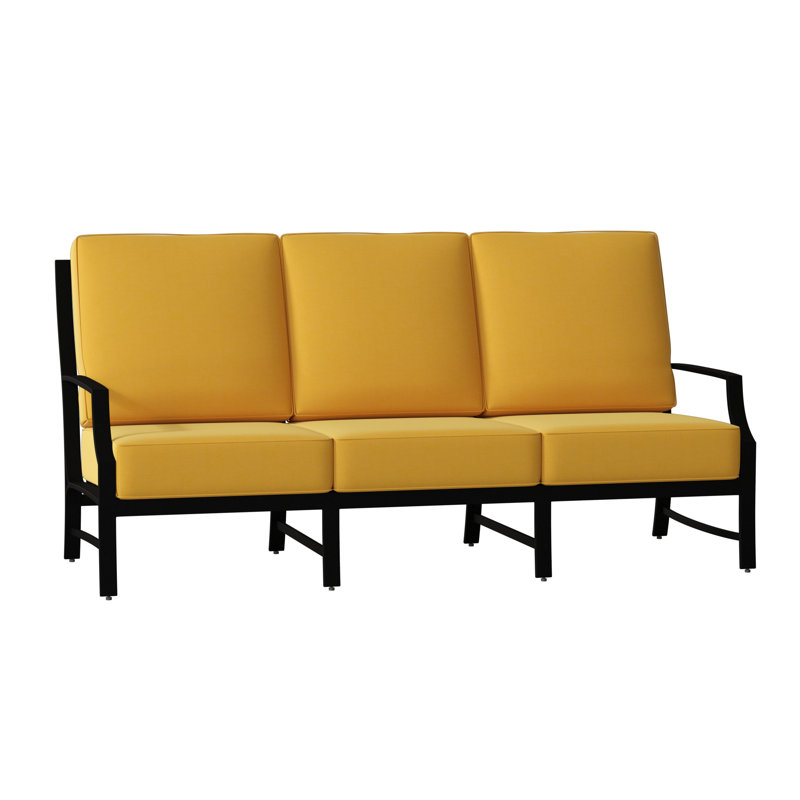 Seal Cove Outdoor 3 - Seat Patio Sofa, Spectrum Denim Sunbrella® Plainweave, Textured Black