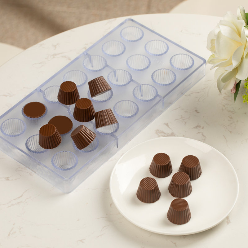Moule à beurre d'arachide 10,8 x 5,3 pouces, 10 moules à bonbons allant au congélateur - 21 cavités, lavable au lave-vaisselle, plateaux de moulage en polycarbonate transparent, facile à libérer et durable