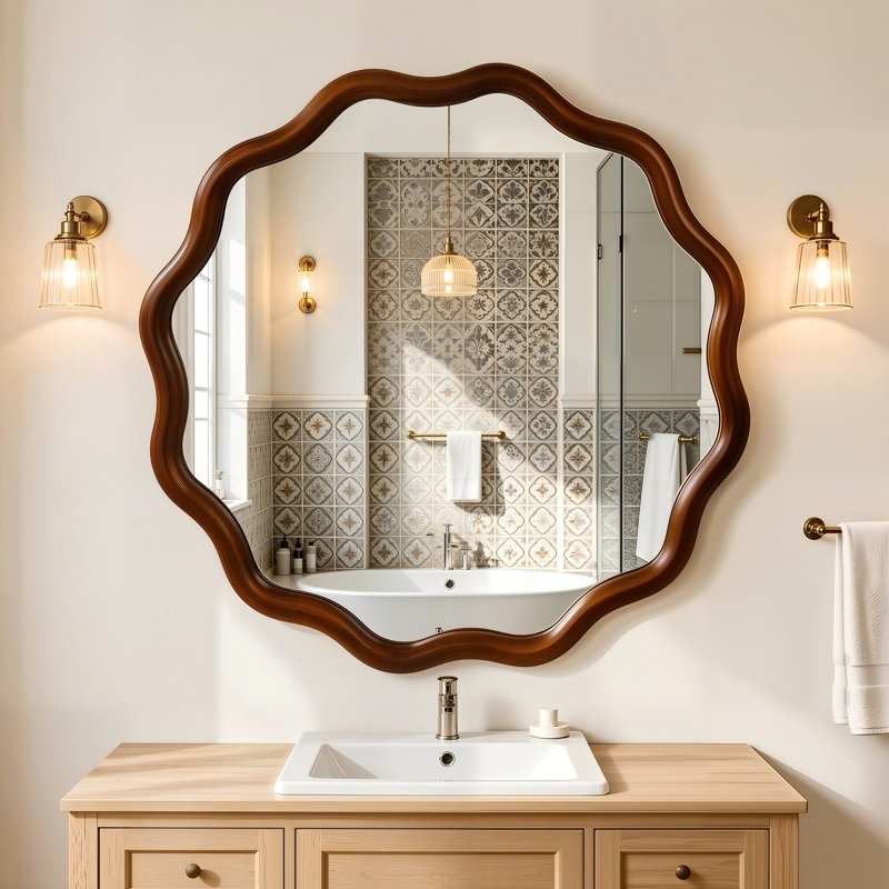 Miroir Wavy, 36 po x 36 po, Black Walnut