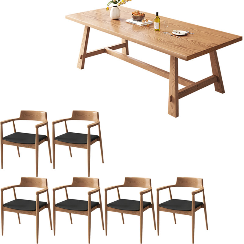 Ensemble de table de salle à manger en bois massif de style nordique, H 29,5 po x L 86,6 po x l 31,4 po