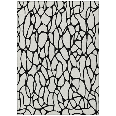 Elowira Ivory Washable Indoor-Outdoor Rug - 