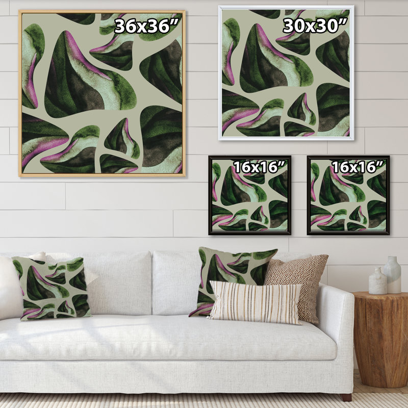 1_Abstrait vert foncé organique Elements I - impression d'art moderne sur toile, H 16 po x l 16 po x P 1 po