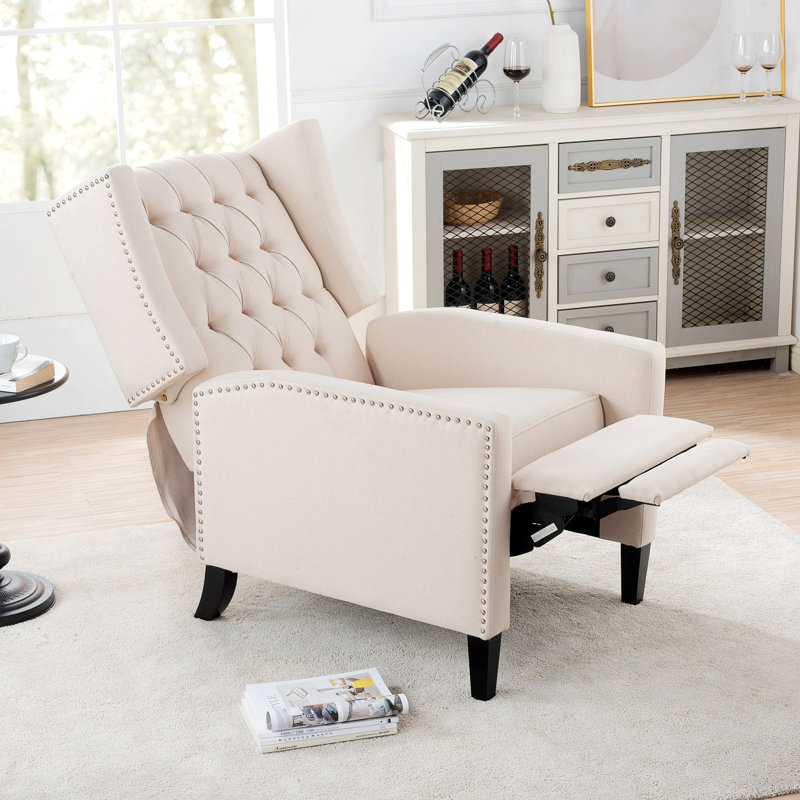 Chaise d'appoint, chaise capitonnée pour le salon, Tissu beige
