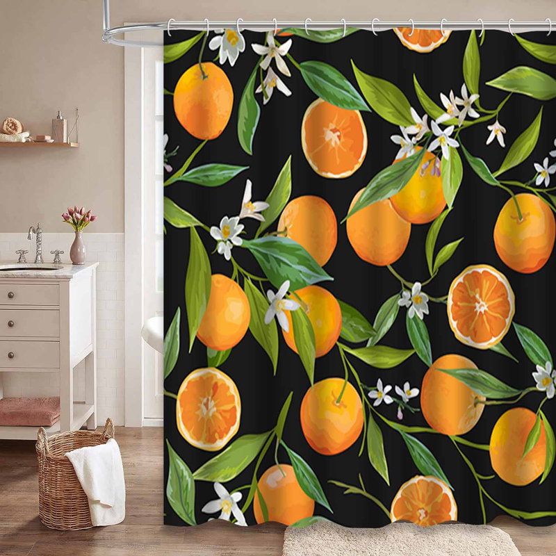 Rideau de douche imperméable à motif floral avec 12 crochets, L 72 po x l 78 po
