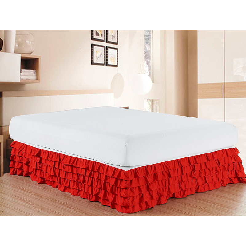 Jupe de lit à plis multiples en microfibre de qualité hôtelière Elegant Comfort Luxurious 1500, Double, Rouge