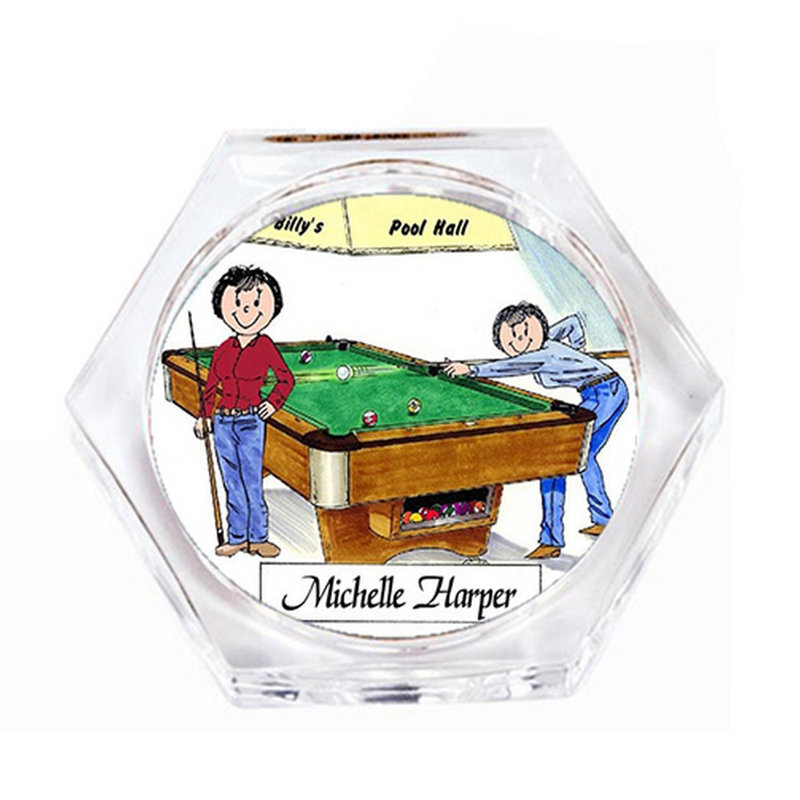 Jeu de billard personnalisé, joueur de billard - sous-verre féminin et féminin (4 sous-verres), Oui