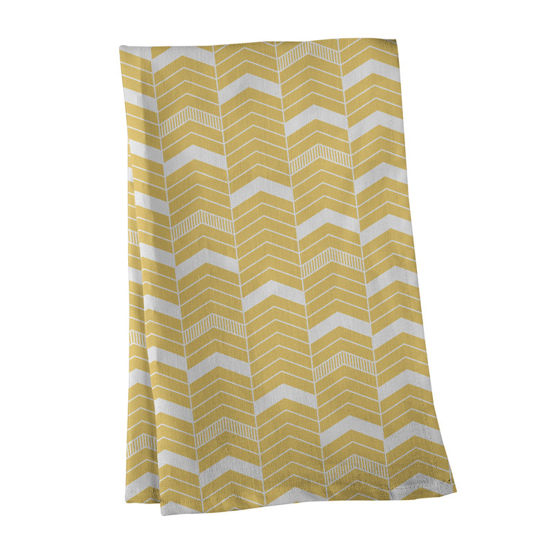 Stephenie Tea Towel Kitchen Towel, Yellow/White, Cotton Twill