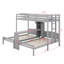 Lit superposé avec bureau et tablettes de rangement, lit superposé triple 3 en 1 avec lampe de lecture à DEL, cadre de lit en bois-129908362