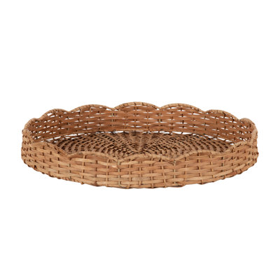 Scalloped Round Rattan Tray