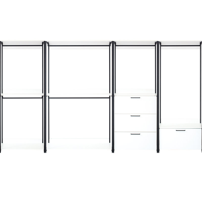 Système de rangement - Blanc, structure en métal, rangement profond, résistant à l'eau et à la chaleur, égratignure, panneau blanc E0 avec structure de résistance supplémentaire, qualité