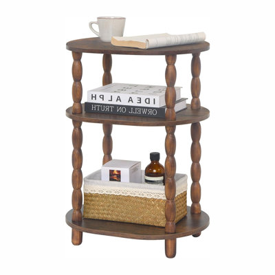 Table d'appoint rustique brun, petite table de bout à 3 niveaux, table de chevet moderne ovale pour salon, chambre à coucher