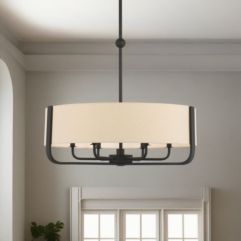 Varcesile 6 - Light Dimmable Drum Chandelier, Matte Black