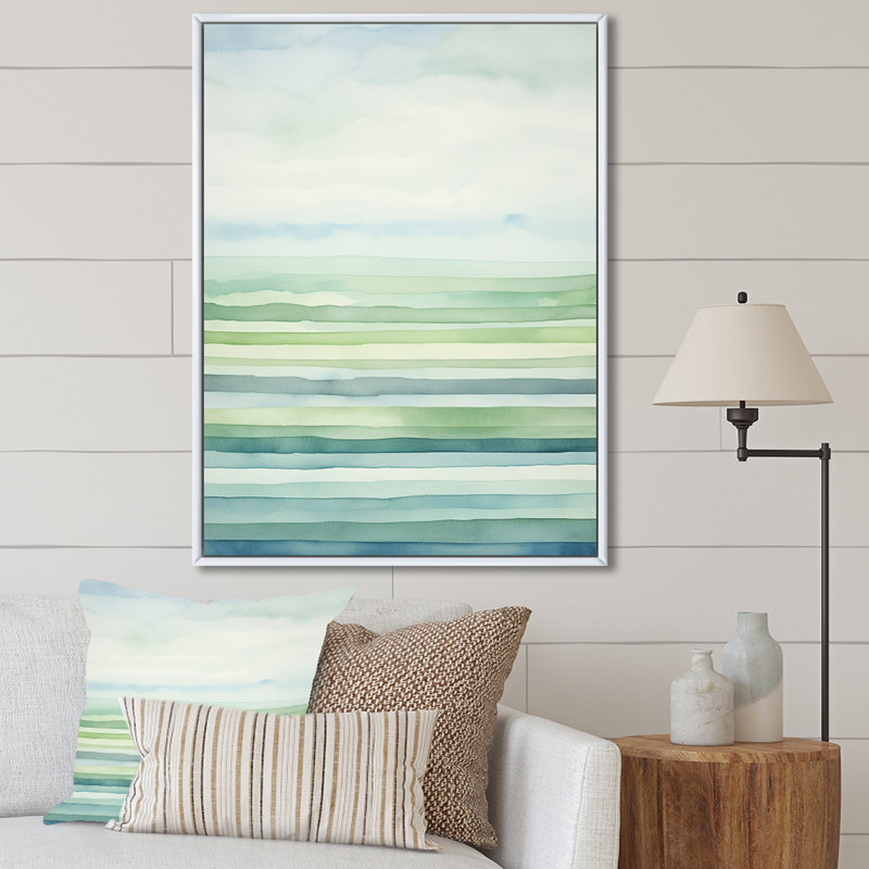" Minimalism Harmonic Horizon Landscape II ", White Floater Framed, 20" H x 12" W x 1" D