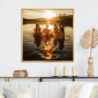 " Young Beautiful Goddesses Bathing In The River I "