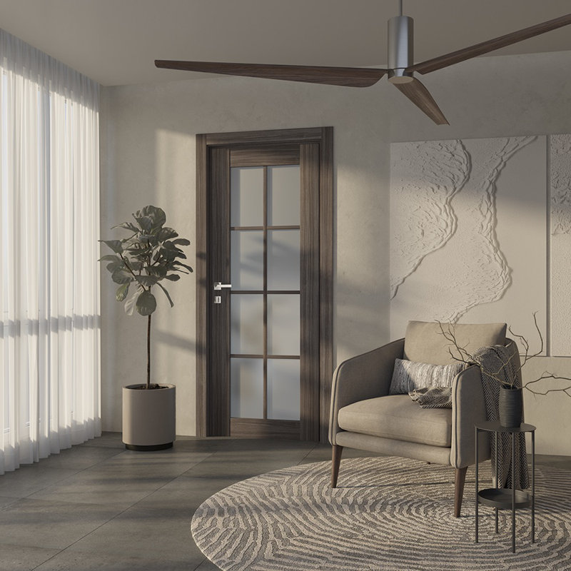 Dalle de porte intérieure en bois manufacturé et en verre givré 8 Lite Palladio, L 31,75 po x H 79,38 po, Blanc