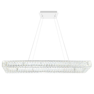 Lustre chromé rectangulaire pour salle à manger, îlot de cuisine ou vestibule - luminaire à DEL intégré