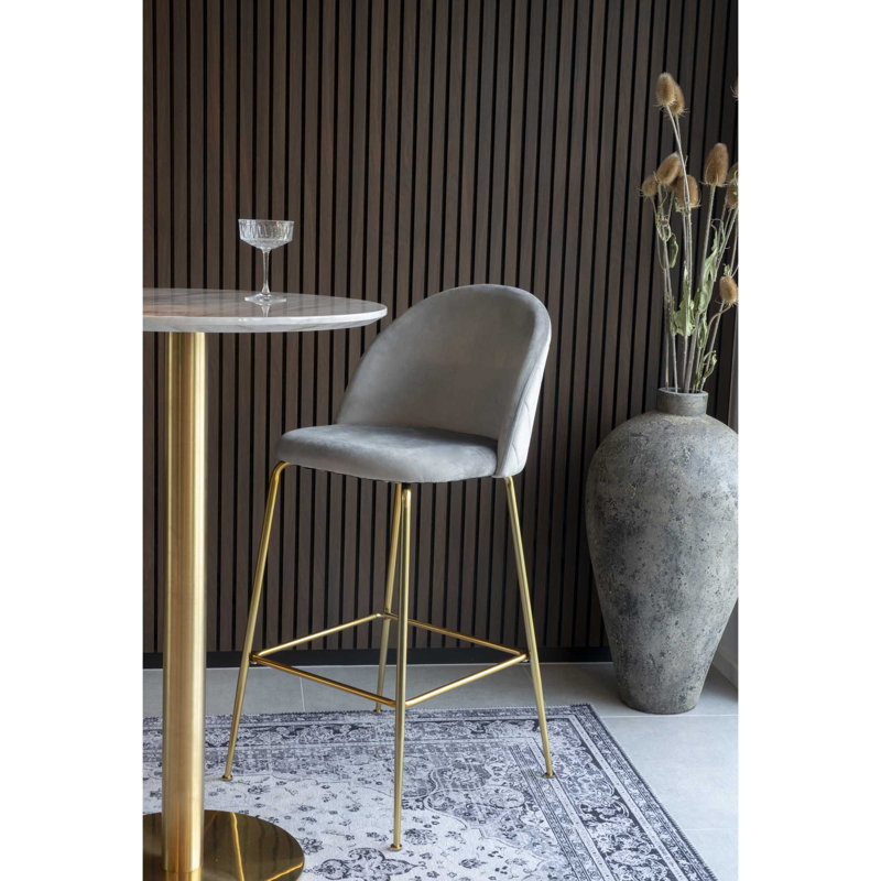 Pontefract Upholstered Counter Stool with Metal Frame, Brass look