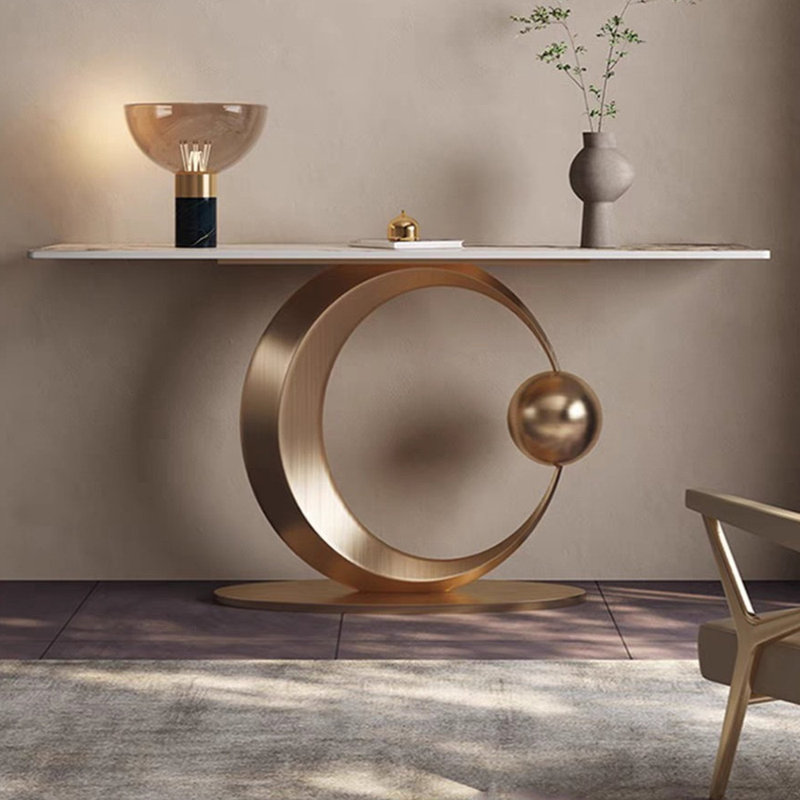 Console légère et luxueuse, H 33,5 po x l 55,1 po x P 13,8 po, Doré