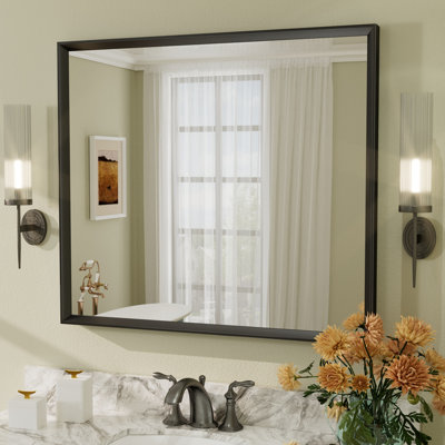 Amara Tempered Glass and Aluminum Alloy Framed French Cleat Mounted Wall Mirror