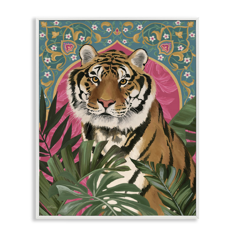 Tigre et plantes Arabesque, estampe numérique par Cat Thurman Designs, H 30 po x l 24 po