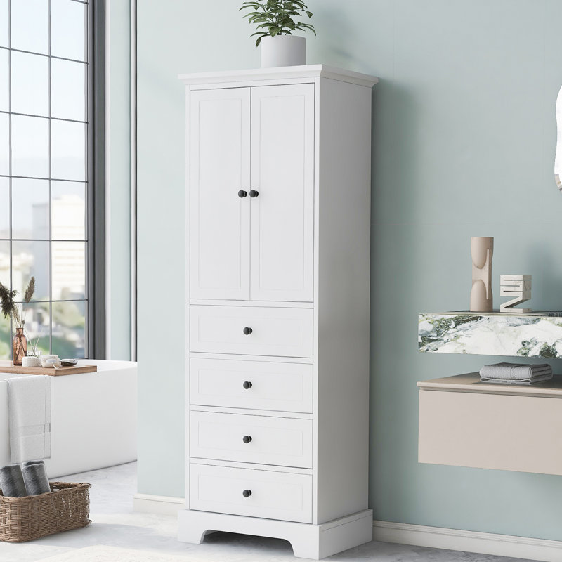 Flora Freestanding Bathroom Cabinet With Drawers, White