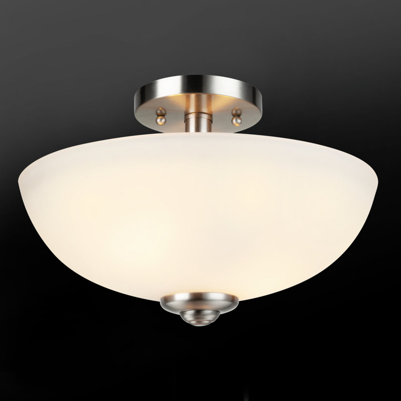 Plafonnier semi-encastré 2 lumières 12,99 po Malysia, Nickel brossé
