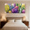 Plantes et fleurs, motif de cactus colorés, ensemble de 3 impressions sur toile