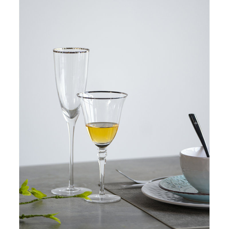 Flûte en verre Hanscom, argent
