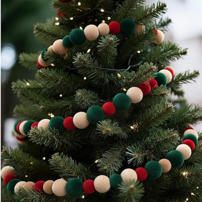 5.9 Feet Christmas Velvet Bead Garland Flocking Christmas Tree Ornaments Plush Spacer Ornament Xmas Garland Hanging Beads for Xmas Decoration Supplies