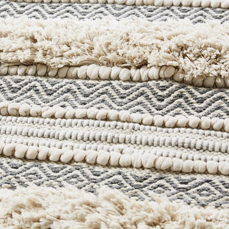 22X58" Grey Bath Rug With Woven Stripe, 0.5" Medium Pile, Machine Washable For Easy Maintenance, Non-Skid Backing, Style Bedroom Texture 22X58", Washable, Base, Soft