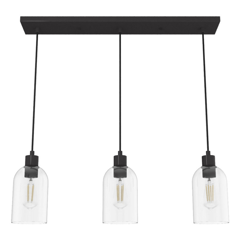 Lochemeade 3 Light Linear Cylinder Pendant, Clear, Noble Bronze
