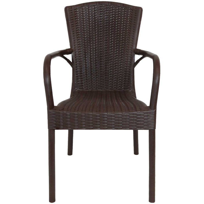 Fauteuil de patio empilable Beam, Marron foncé, 2