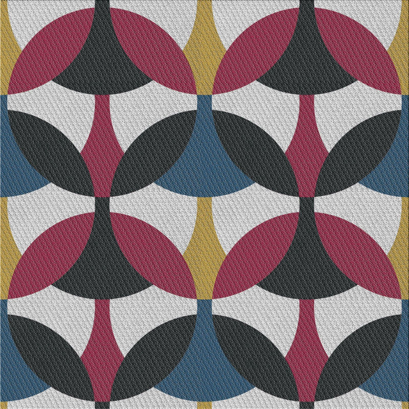 Rose géométrique/bleu/gris Tapis décoratif, Carré 8 pi