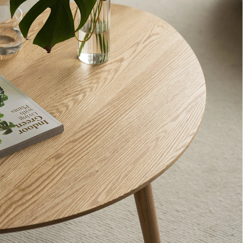 Solid Wood Three Leg Coffee Table, Oak