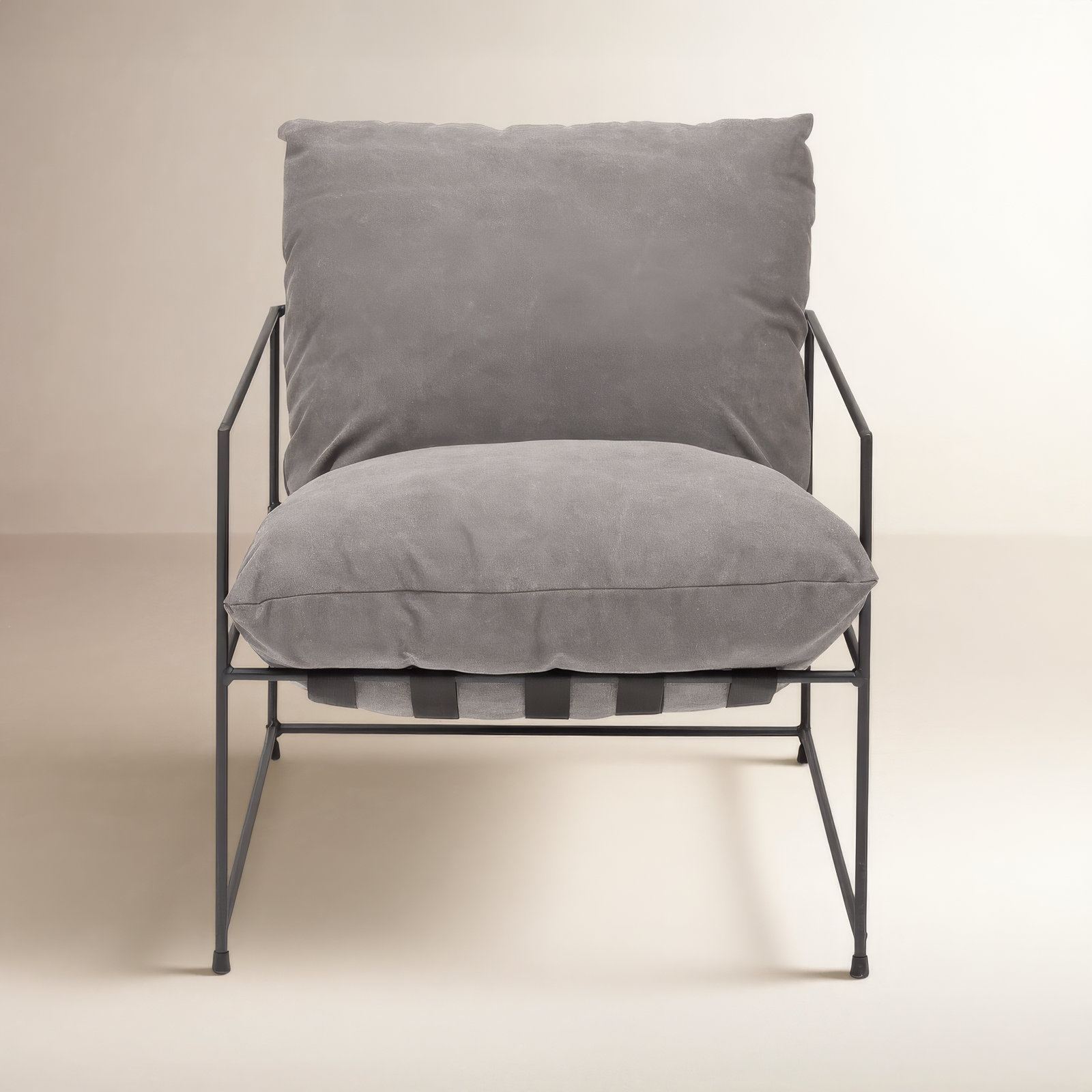 Danita Upholstered Armchair, Washed Grey Performance Canvas