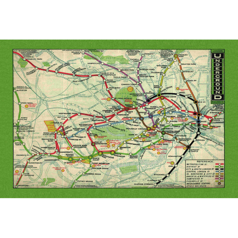 Carte de Londres - cadre photo, impression sur toile, H 8 po x l 12 po