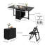Fully Assembled Solid Wood Folding Dining Table Set, 130cm/150cm Drop Leaf Table with Hidden Chair Storage and Casters-1734793193-1734793206-1734793207