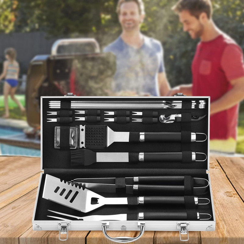 Stainless Steel Grilling Tool Set, Black